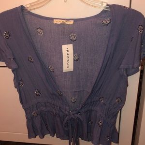 LA Hearts Cropped Tie Top